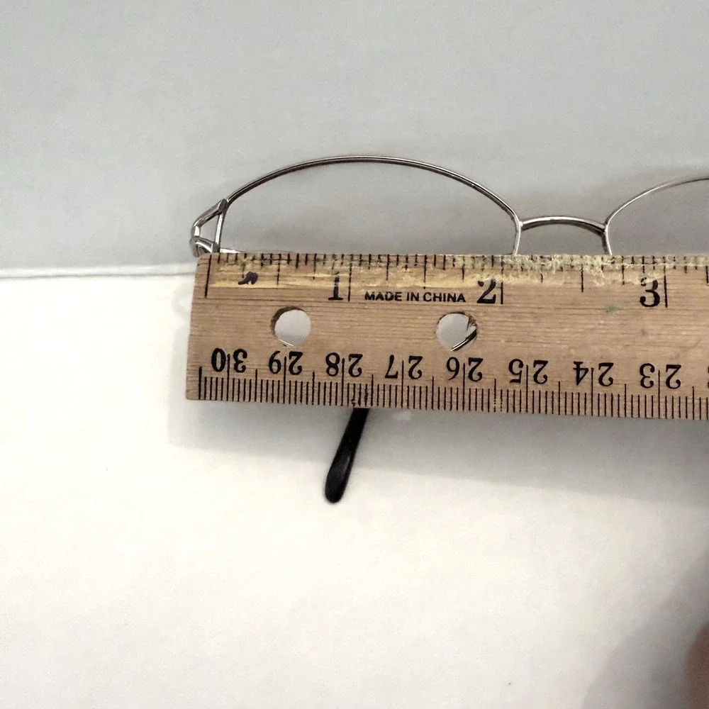 Vintage Silver Metal Oval Eyeglasses Rhinestone Detail Frames Womens